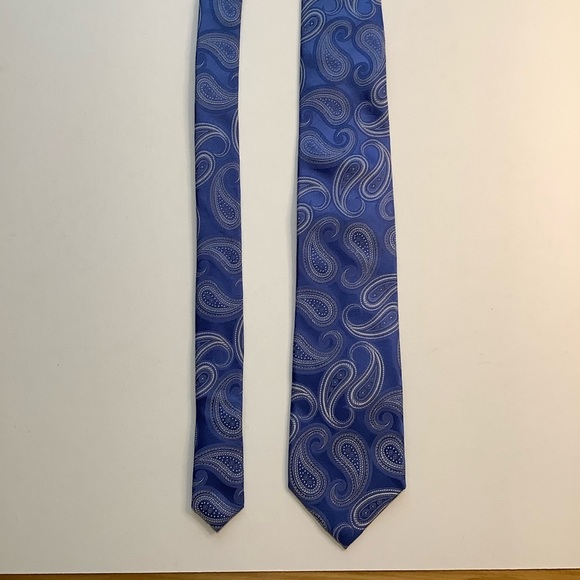 MICHAEL KORS Silk Medium Blue Woven Paisley Tie - Picture 3 of 10